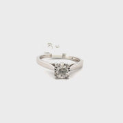 Natural Diamond Round Set in 10K White Gold Sz 7