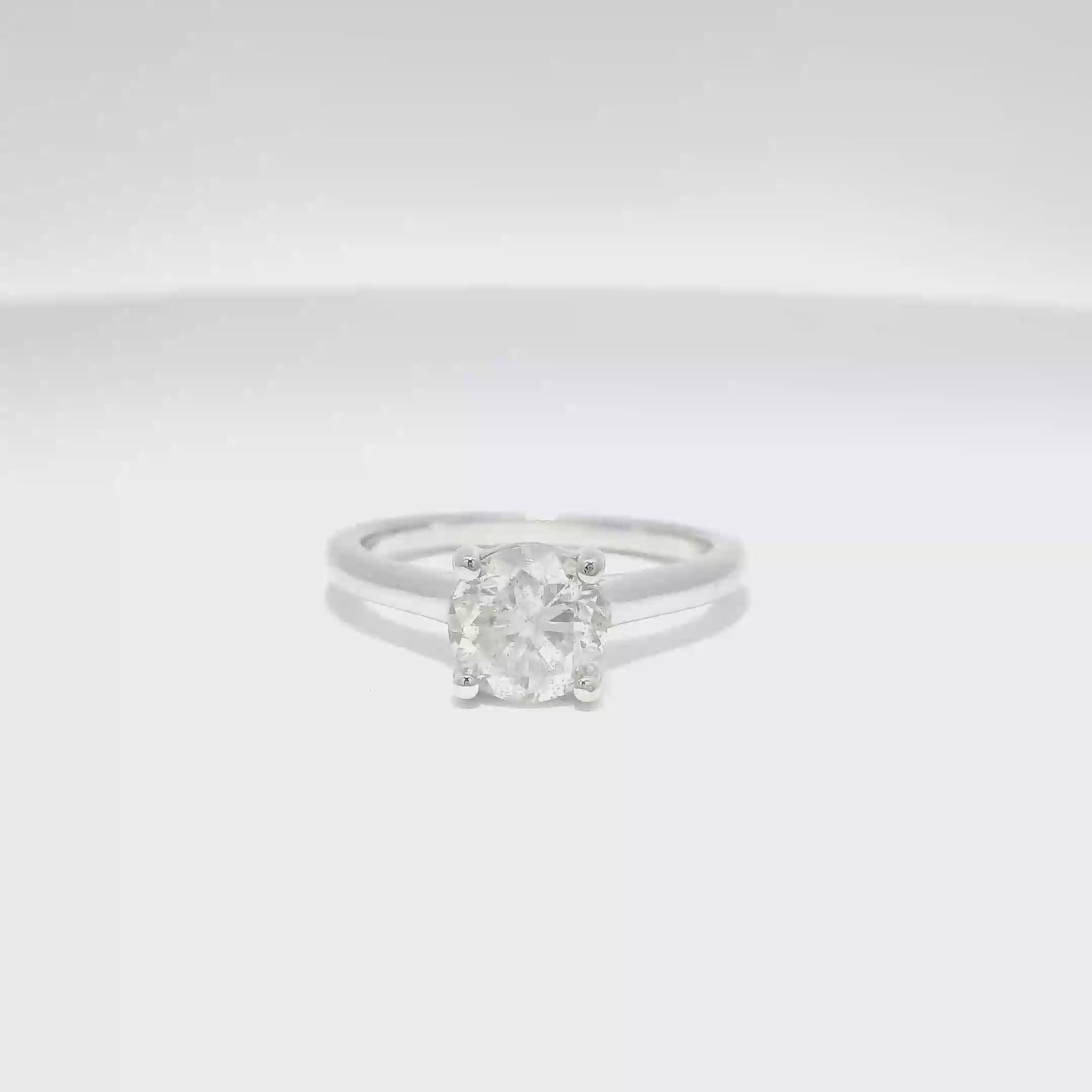 1.4ct. Natural Round Diamond in 14K White Gold Cathedral Mounting