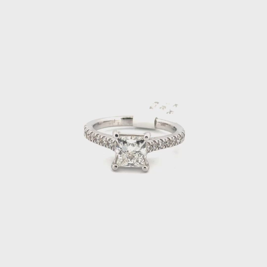 1.4ct. F VS1 Lab Grown Princess Cut Diamond Engagement Ring