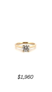 1.04ct. F VVS2 Lab Grown Round in 14K Yellow Gold Cathedral Sz 7