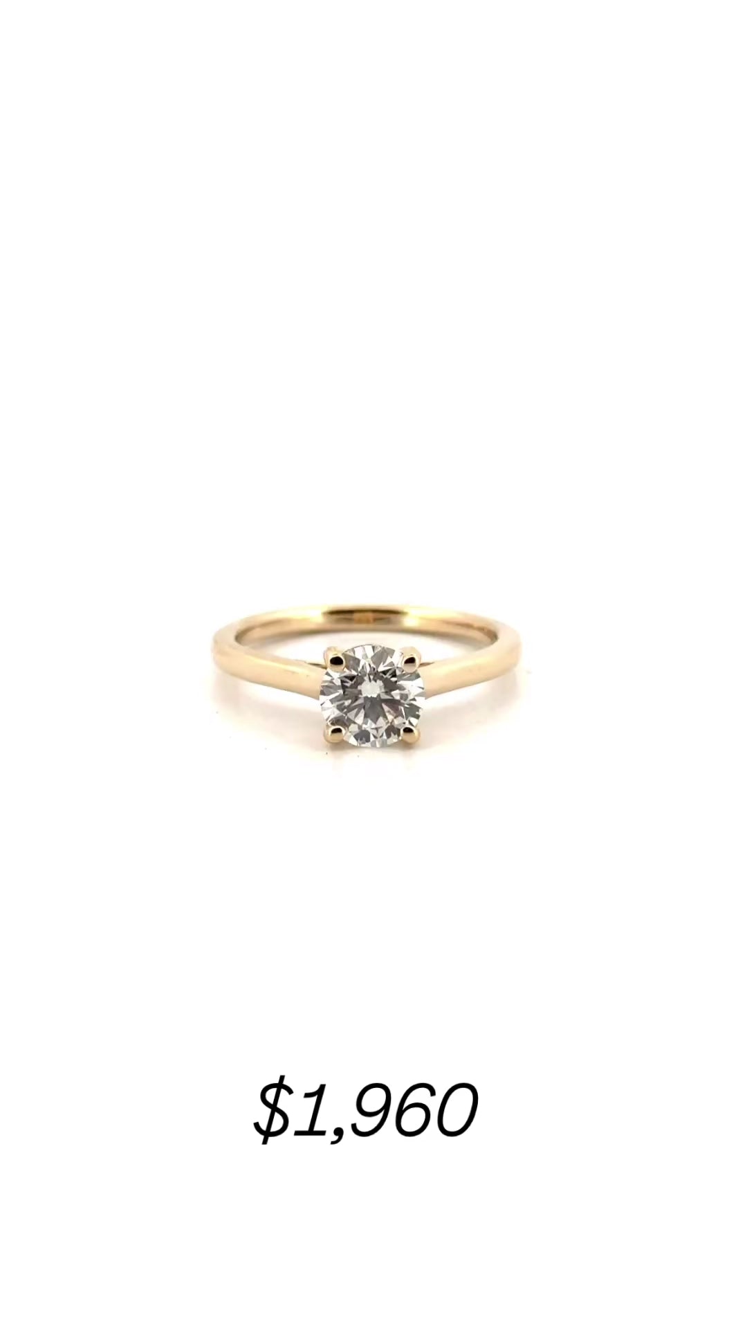 1.04ct. F VVS2 Lab Grown Round in 14K Yellow Gold Cathedral