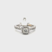Round Natural Diamond Set in 18K White Gold Diamond Halo Mounting Sz 5