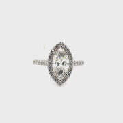 2.07ct. F VS2 Lab Grown Marquise Engagement set in Diamond Halo Sz 7