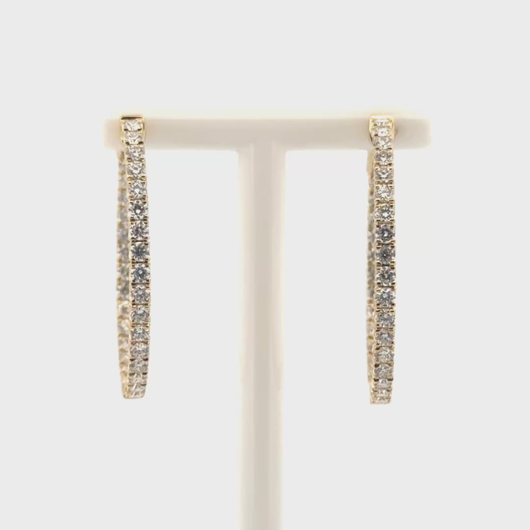 1.88cttw. Natural Diamond Hoop Earrings in 14K Yellow Gold