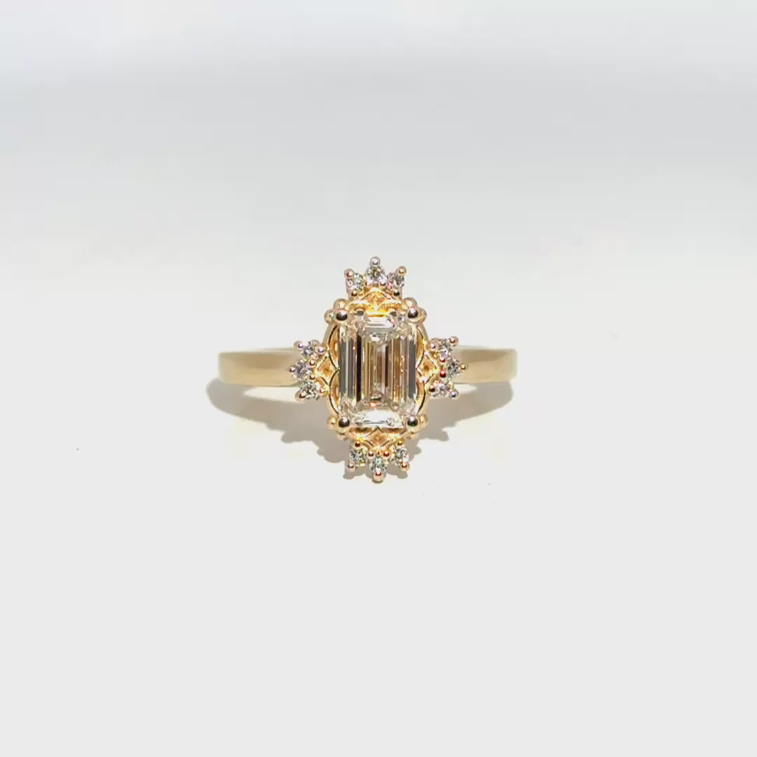 1.29ct. E VS1 Lab Grown Emerald Cut Diamond in 14K Yellow Gold Custom Mounting