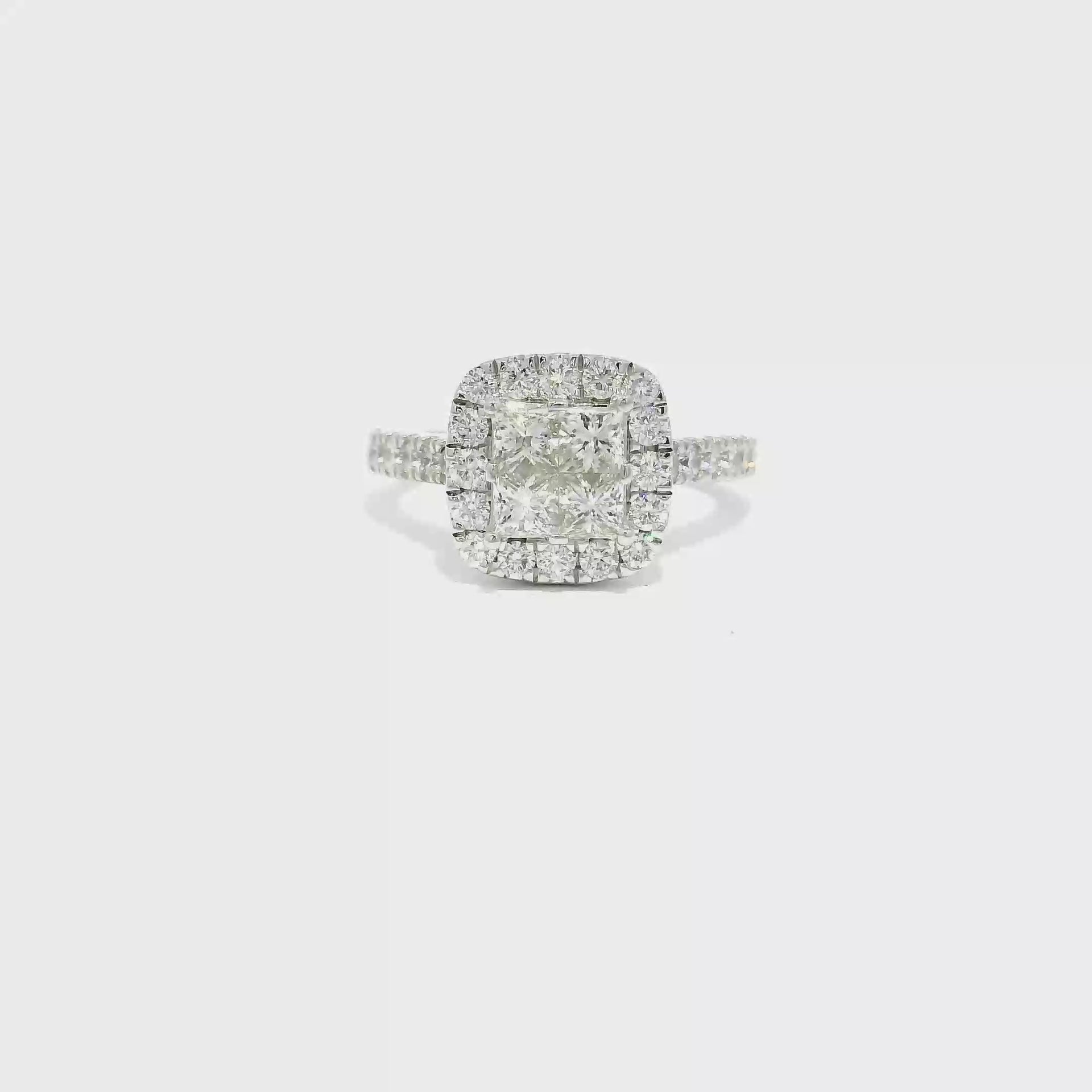 Natural Diamond Quad Set Engagement Ring in 14K White Gold