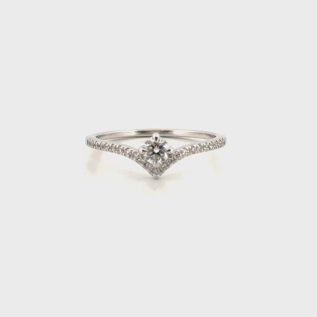 Natural Round Diamond Ring in 14K White Gold