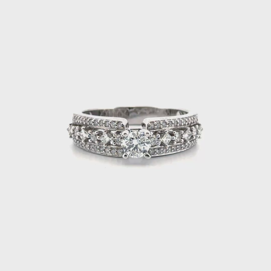 Natural Round Diamond Engagement Set in 14K White Gold