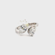 2.3cttw. F VS1 Two Stone Pear Lab Grown Diamond Ring Sz 7