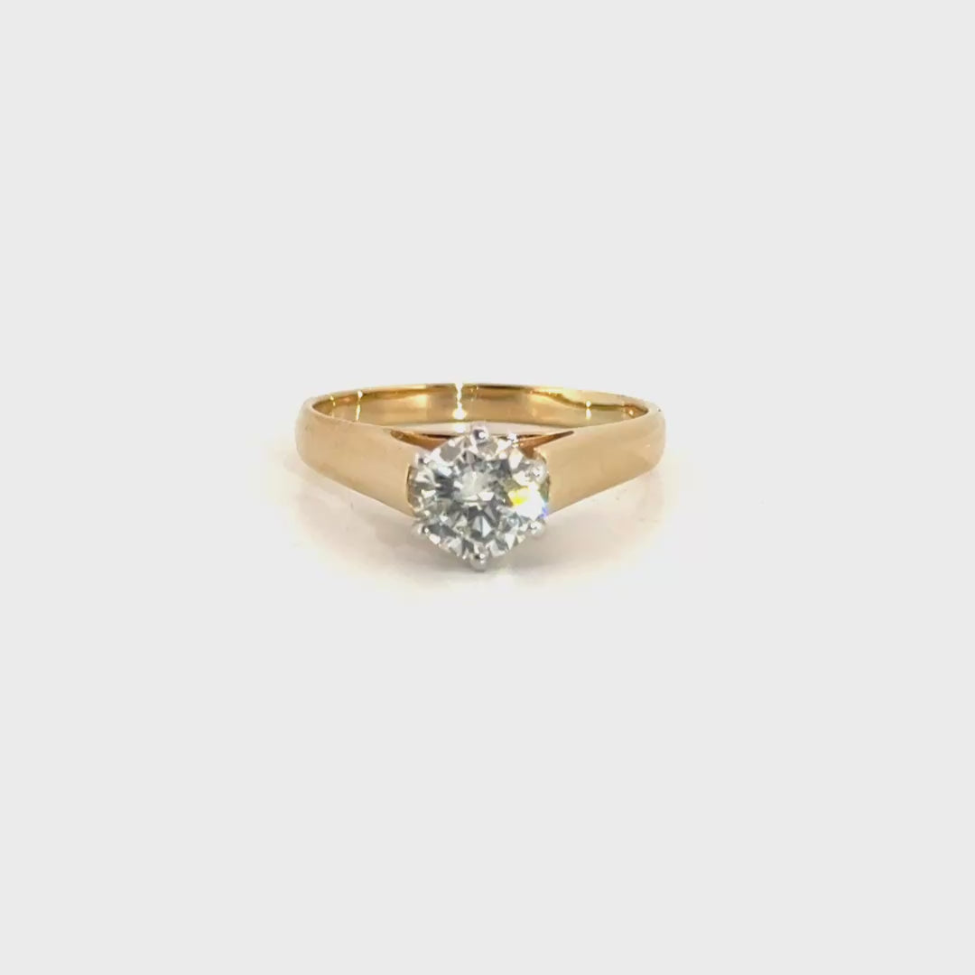 1ct. Natural Round Diamond in 14K Yellow Gold Mounting