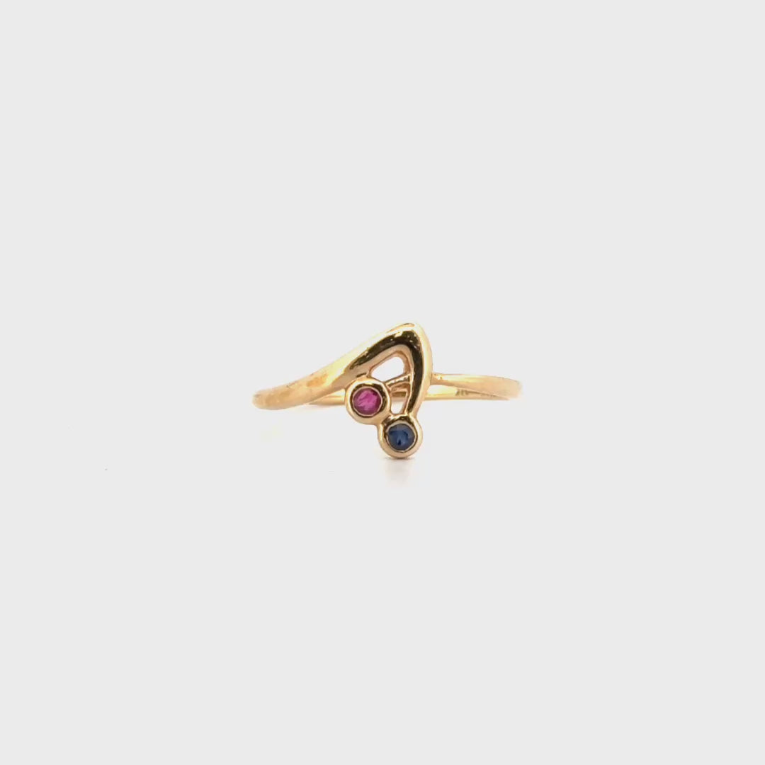 Ruby & Sapphire Ring Set in 10K Yellow Gold