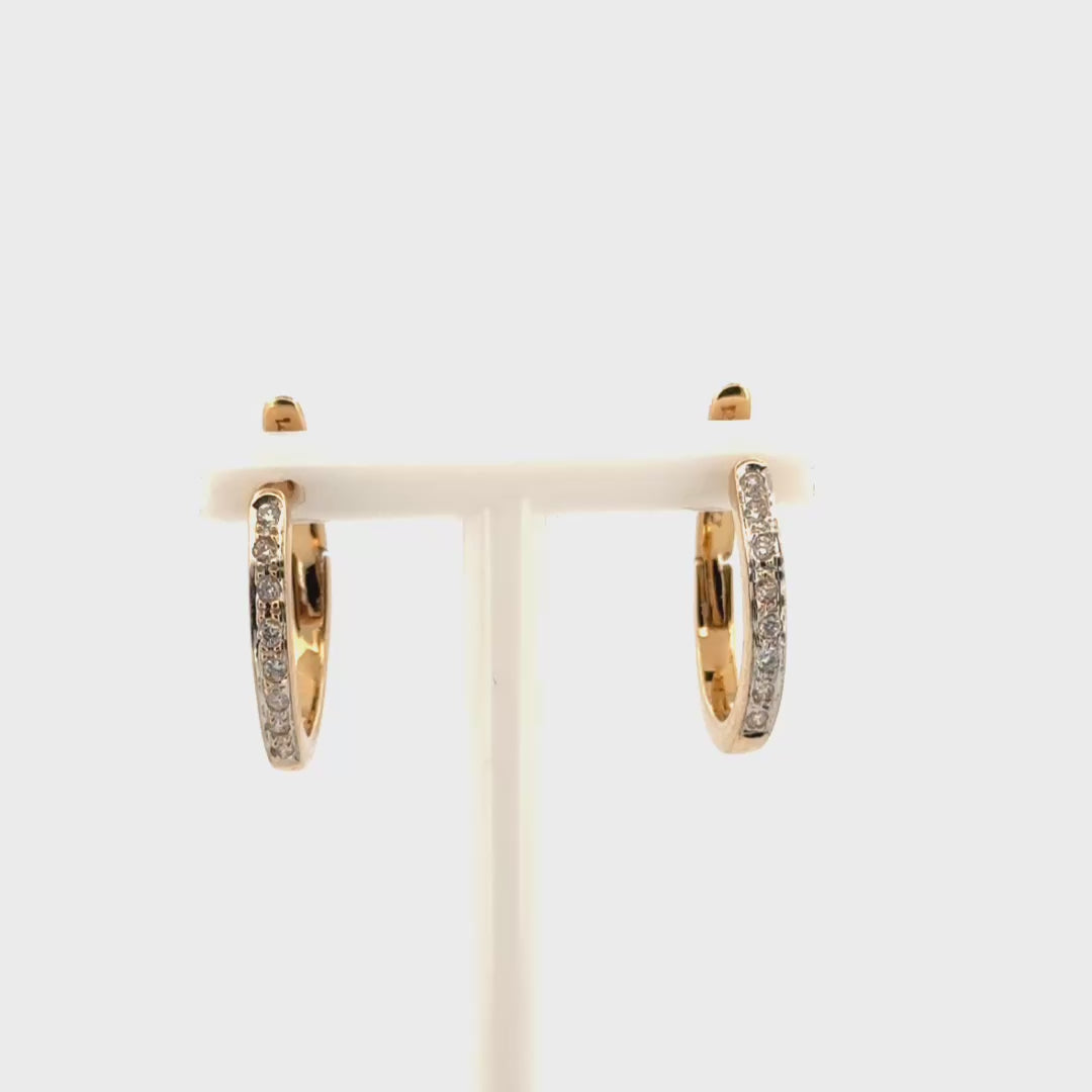 Natural Diamond Hoop Earrings in 14K Yellow Gold