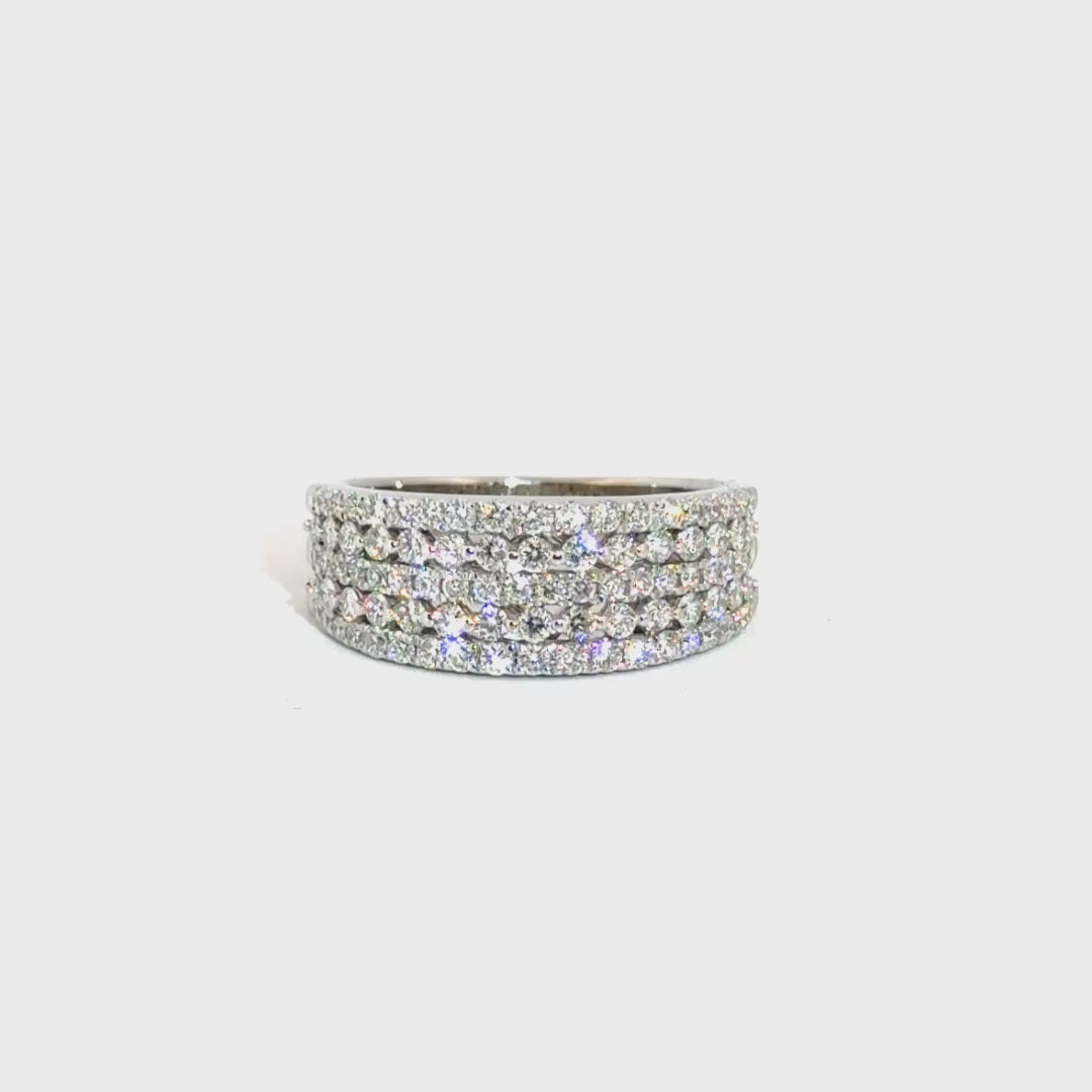 Natural Diamond Five Row Band in 14K White Gold