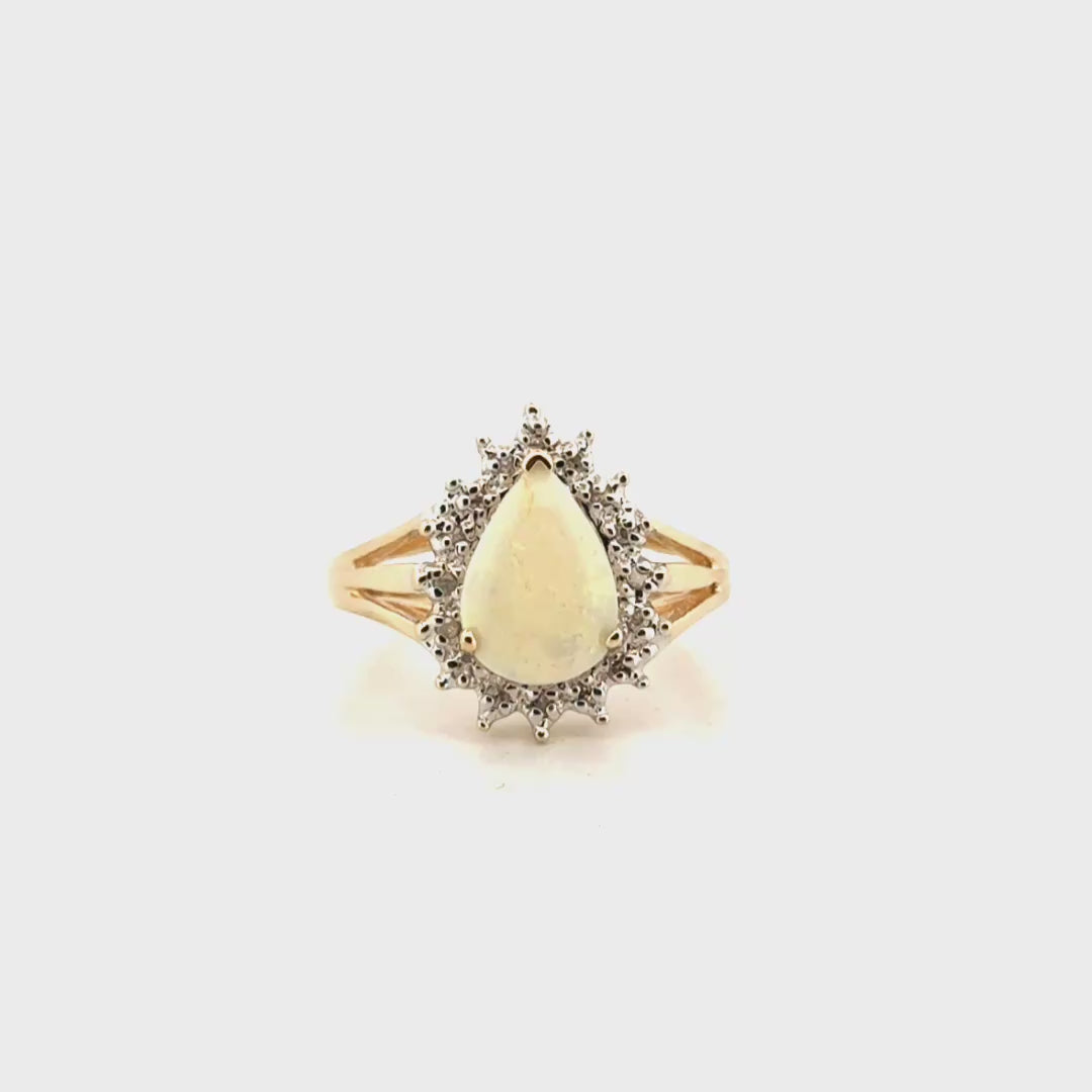 Opal & Diamond Ring in 10K Yellow Gold