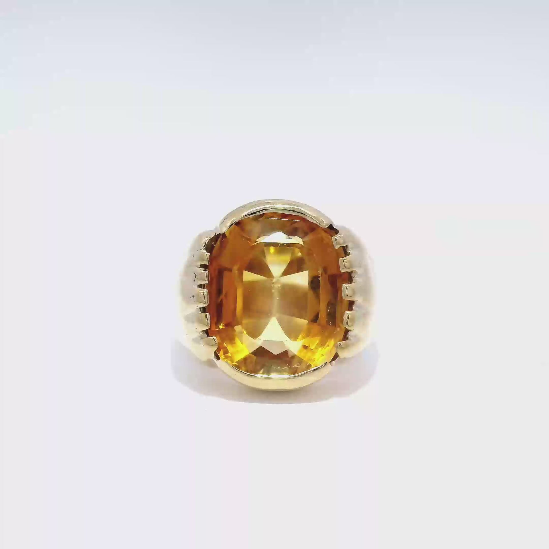 Oval Cut Citrine Statement Ring in 14K Yellow Gold