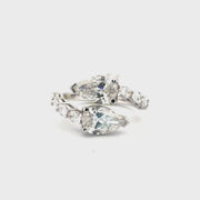 3.85cttw. Lab Grown F VS1 Pear Snake Style Ring Sz 6.5