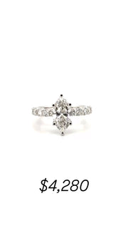 2.02ct. D VS1 Lab Grown Marquise on 10pt Band in 14K White Gold Sz 7