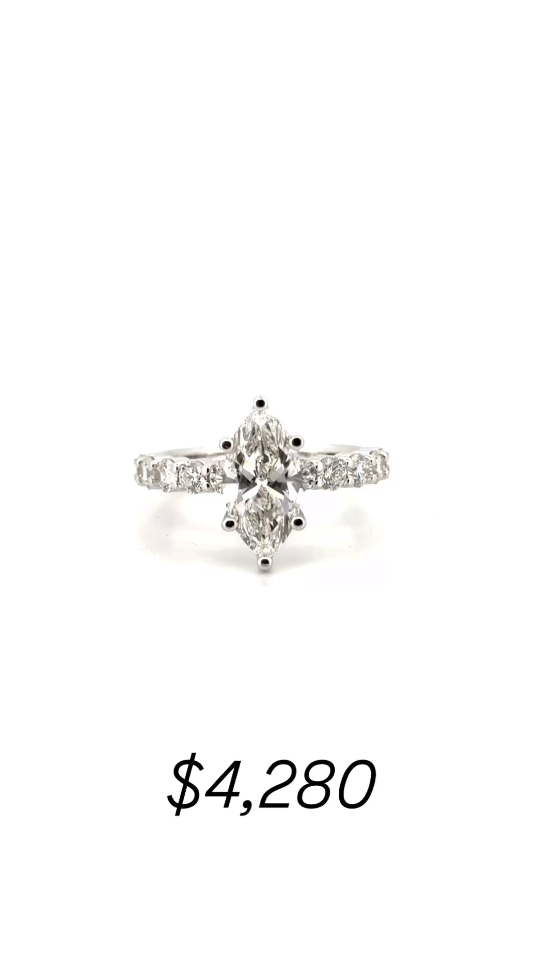 2.02ct. D VS1 Lab Grown Marquise on 10pt Band in 14K White Gold