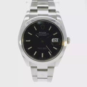 41mm Rolex Datejust Smooth Bezel Black Dial on Stainless Oyster Band
