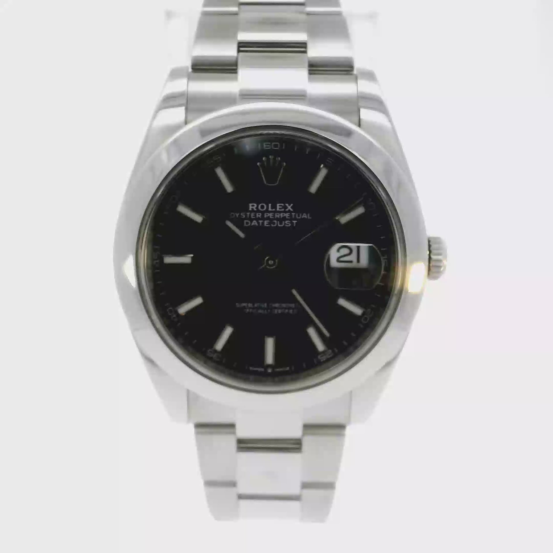 41mm Rolex Datejust Smooth Bezel Black Dial on Stainless Oyster Band