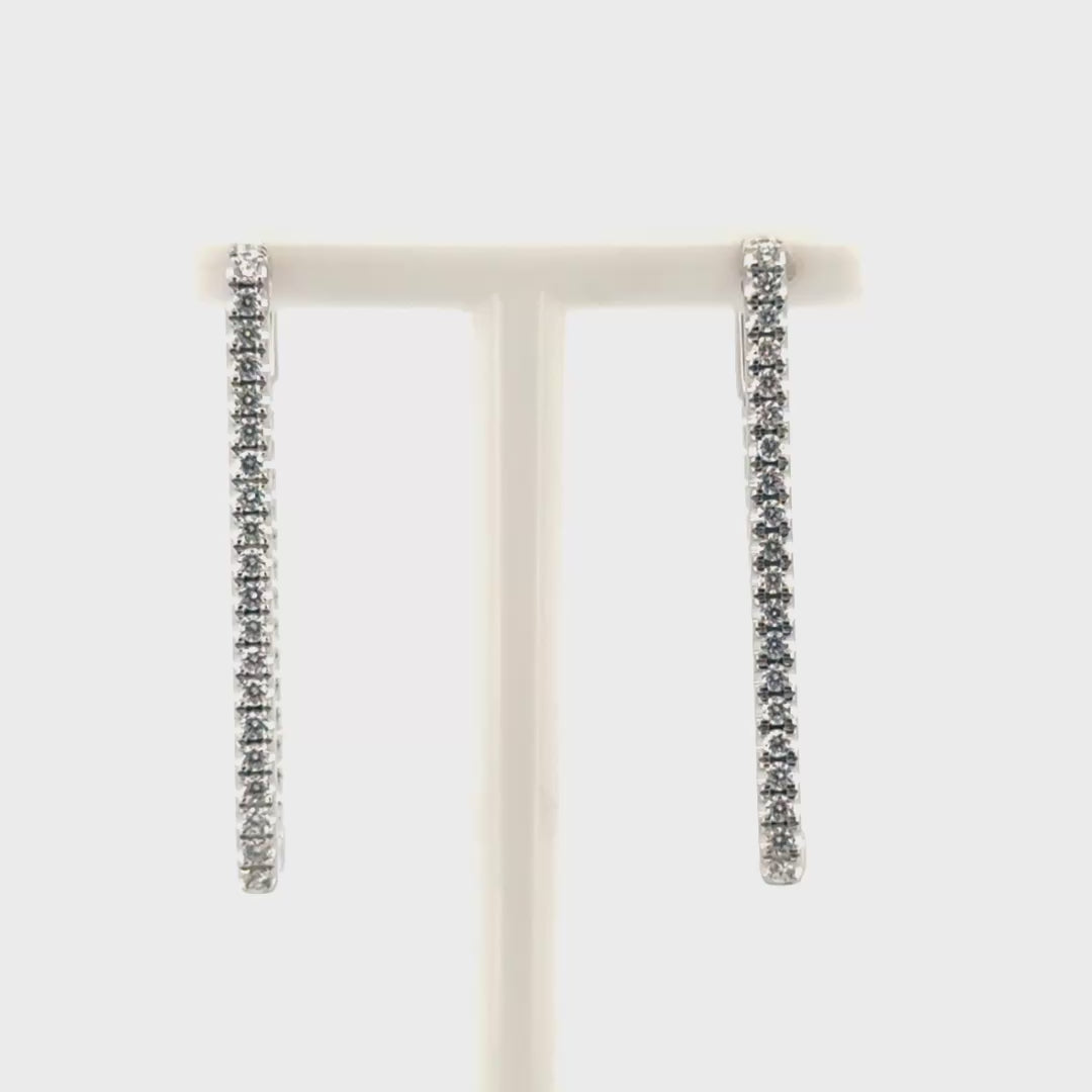 Natural Diamond In N Out Square Hoops in 14K White Gold