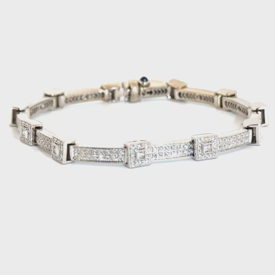 Charriol Flamme Blanche Diamond Halo Style Bracelet in 18K White Gold with 1.28cttw. Natural Diamonds