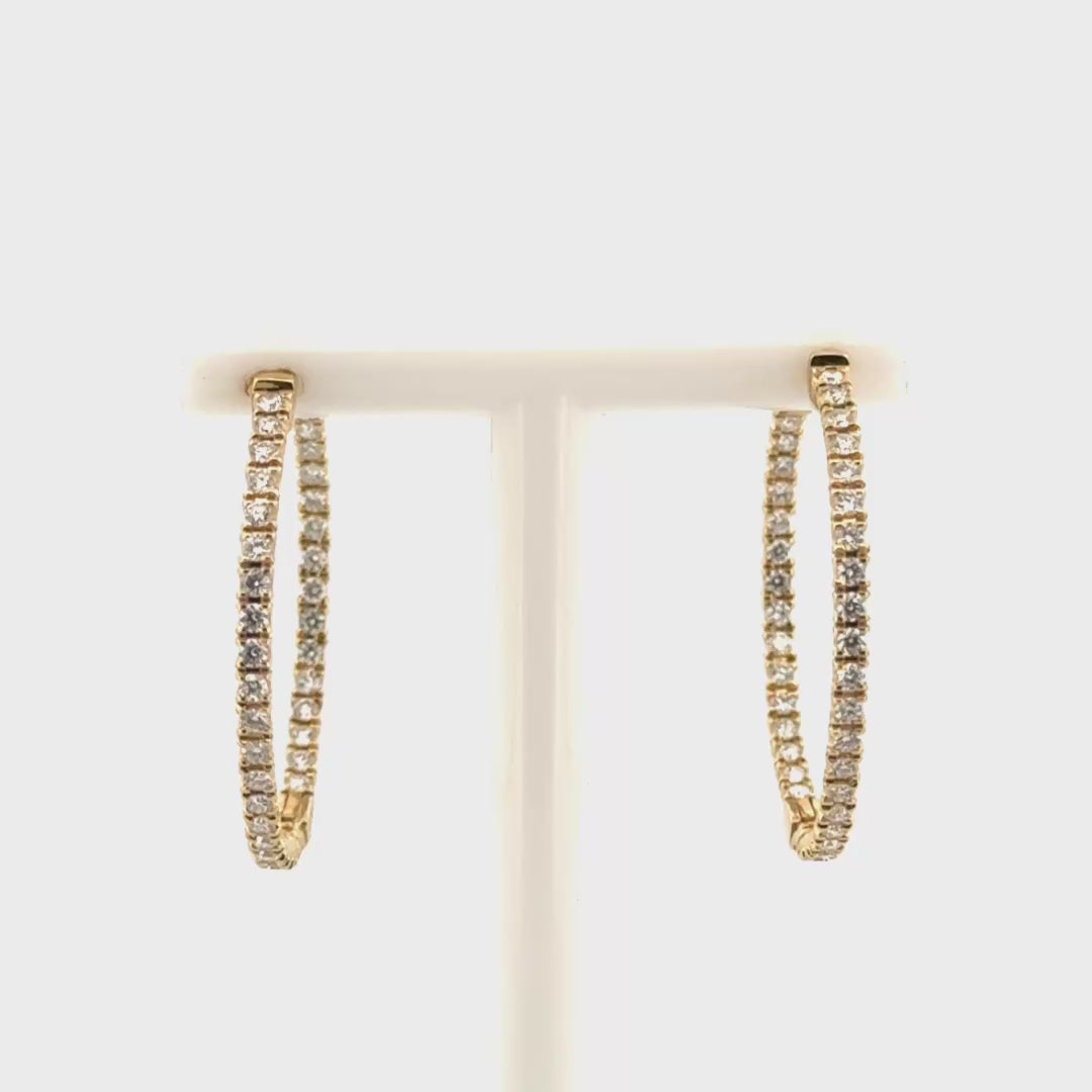 Natural Diamond In N Out Hoop Earrings in 14K Yellow Gold