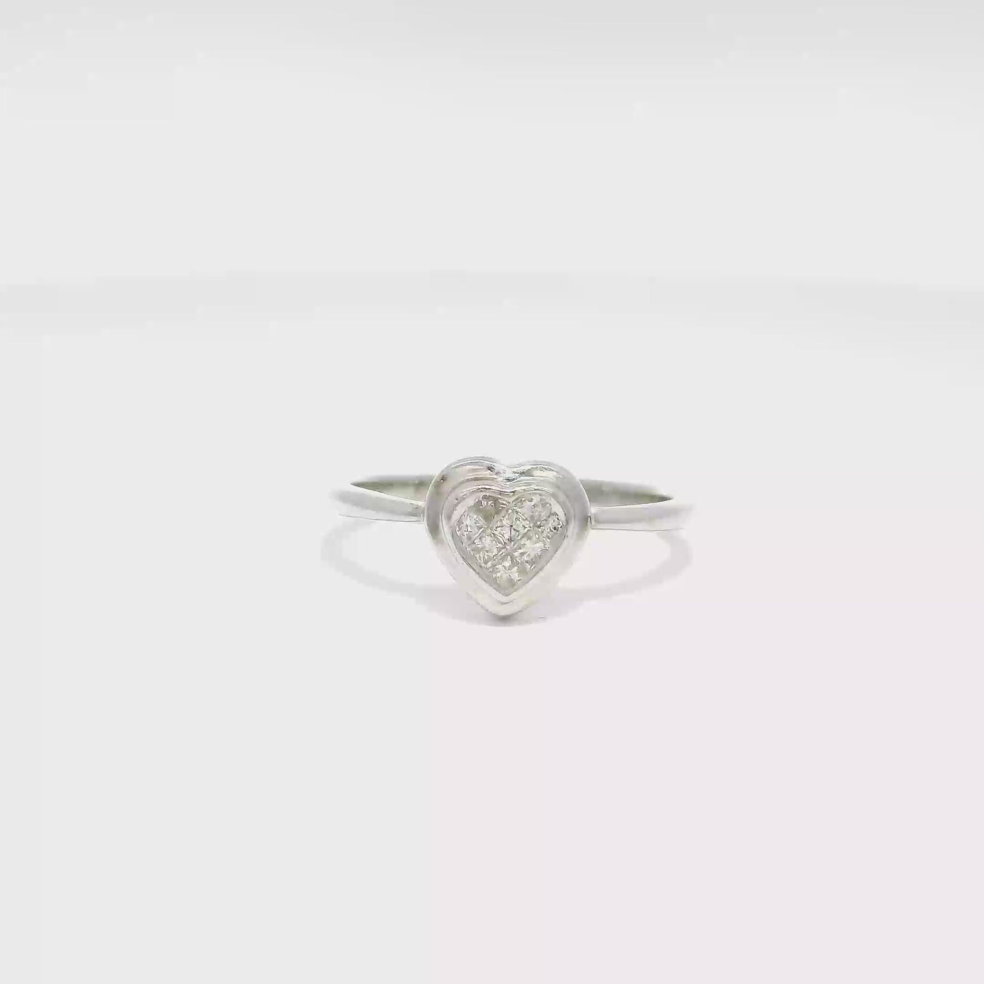 Heart Shape Diamond Cluster Ring in 14K White Gold