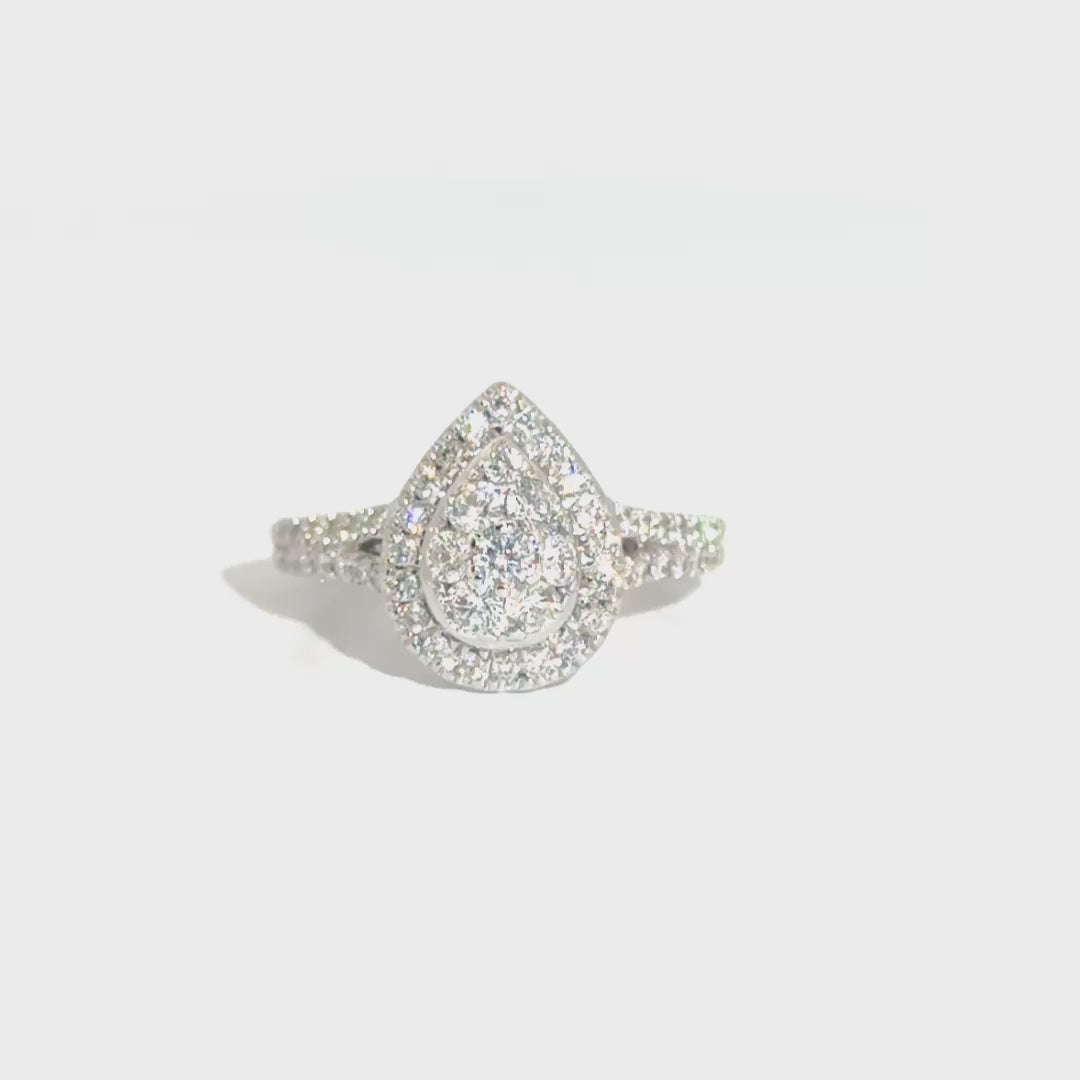Pear Shaped Cluster Ring in 14K White Gold