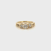 Natural Diamond Three Stone Ring in 14K Yellow Gold Sz 4.5