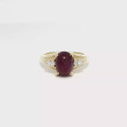Red Cabachon Ring Set in 14K Yellow Gold Sz 6