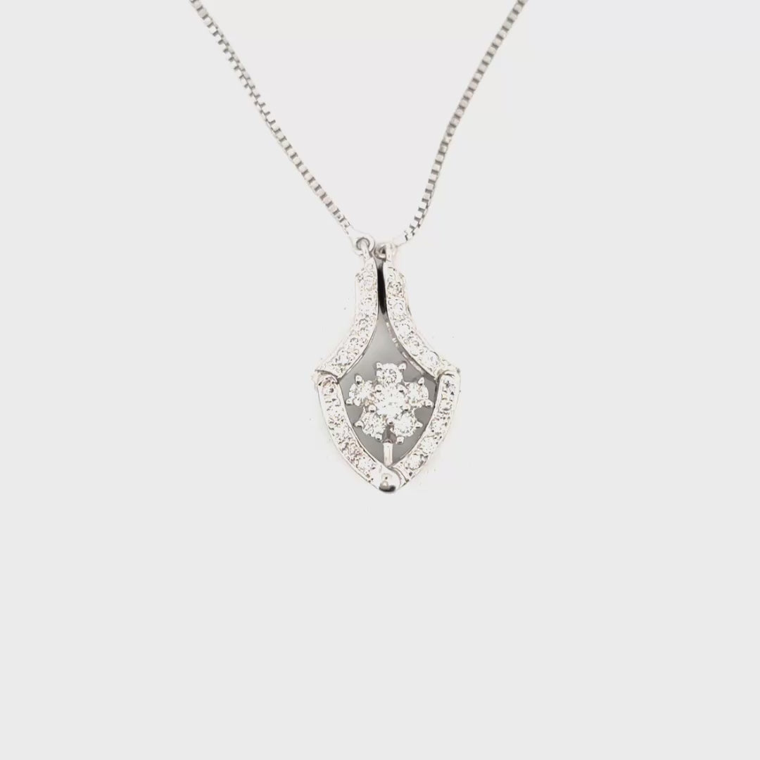 Natural Diamond Floral Motif Convertible Necklace Set in 18K White Gold