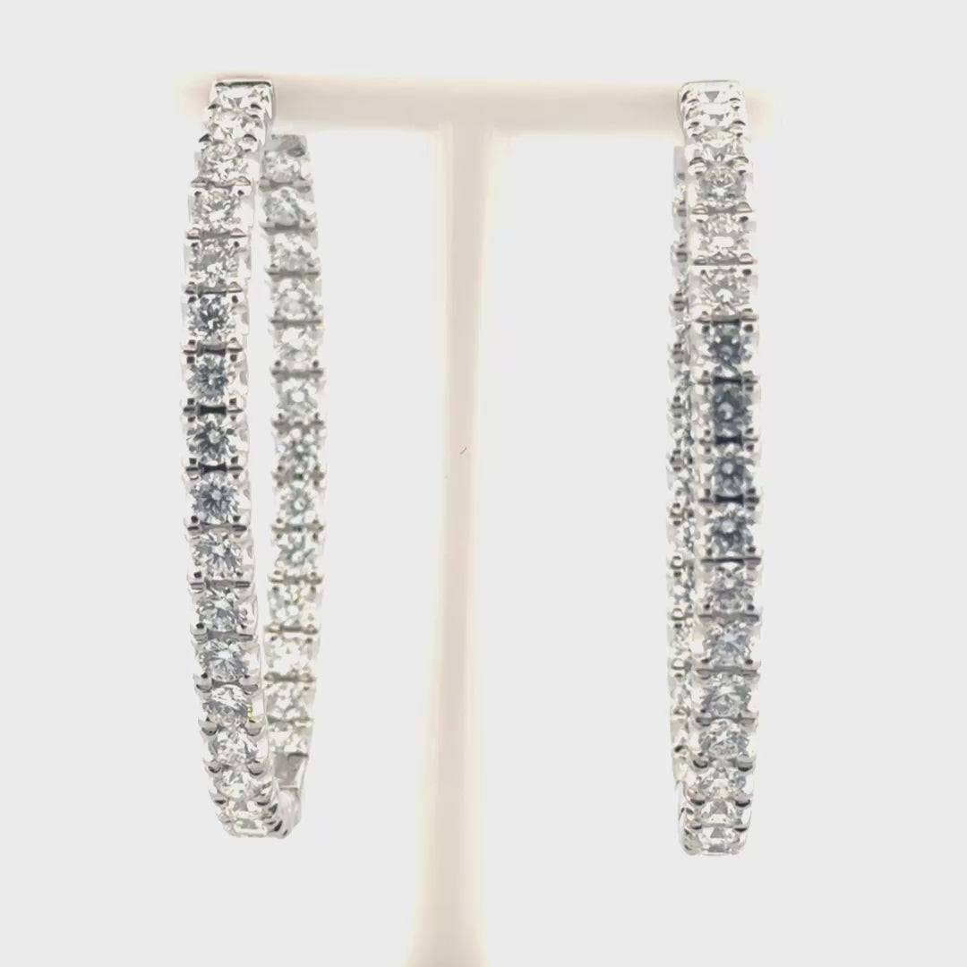 6cttw. Natural Diamond In N Out Hoops Earrings in 14K White Gold