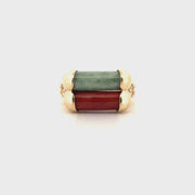 Jadeite Signet Ring in 14K Yellow Gold Sz 8