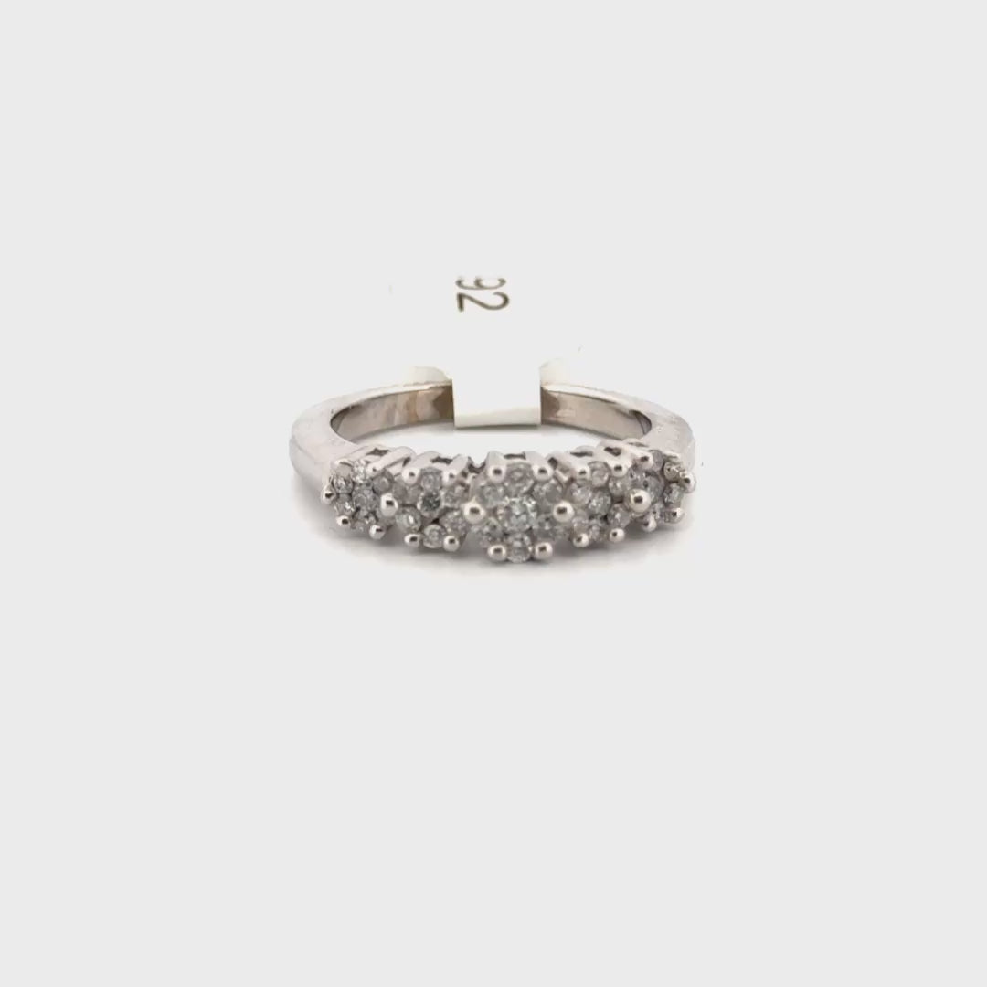 White Gold Natural Diamond Flower Style Band