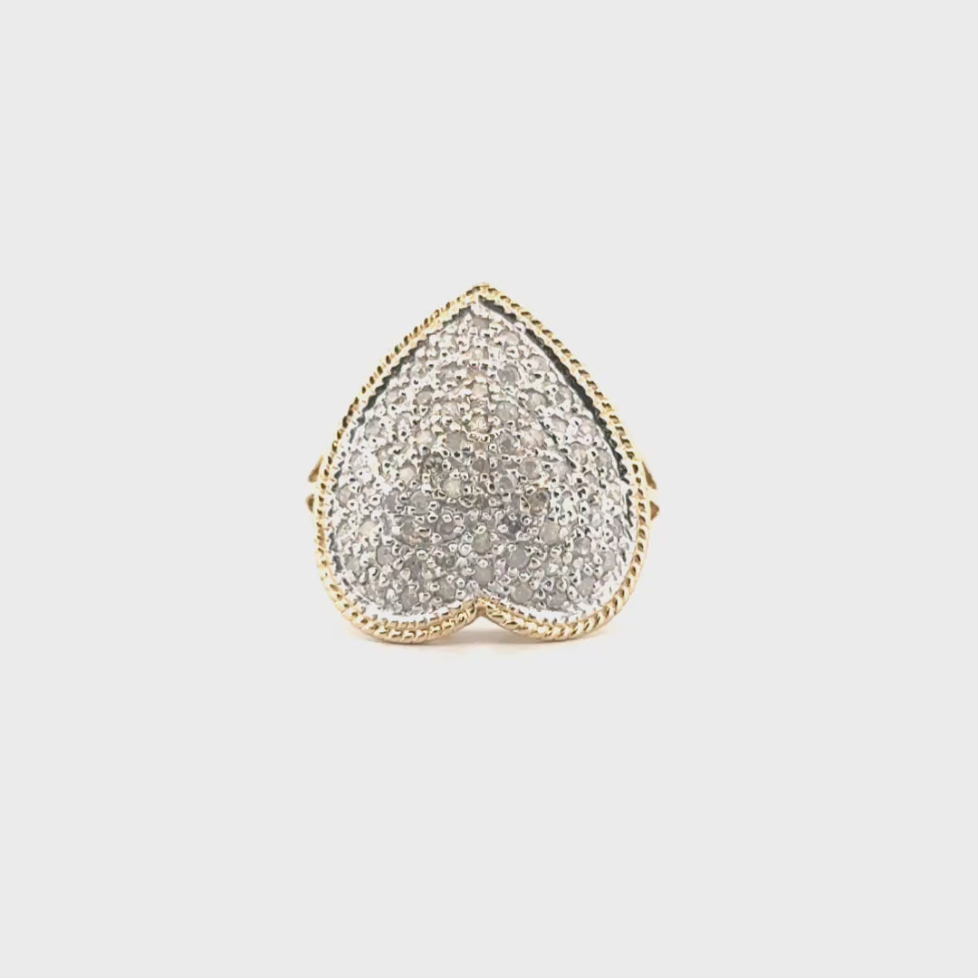 Natural Diamond Cluster Heart Shaped Ring Set in 14K Yellow Gold