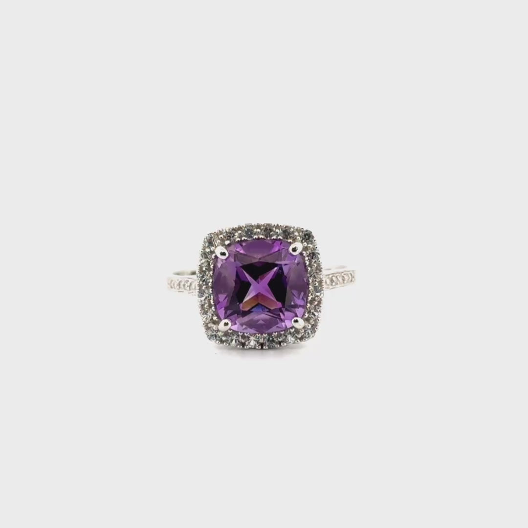 3.14ct Amethyst Ring Set in 10K White Gold