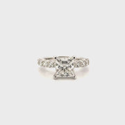 3.09ct. F VS1 Lab Grown Princess Cut Diamond in 14K White Gold Diamond Mounting Sz 7