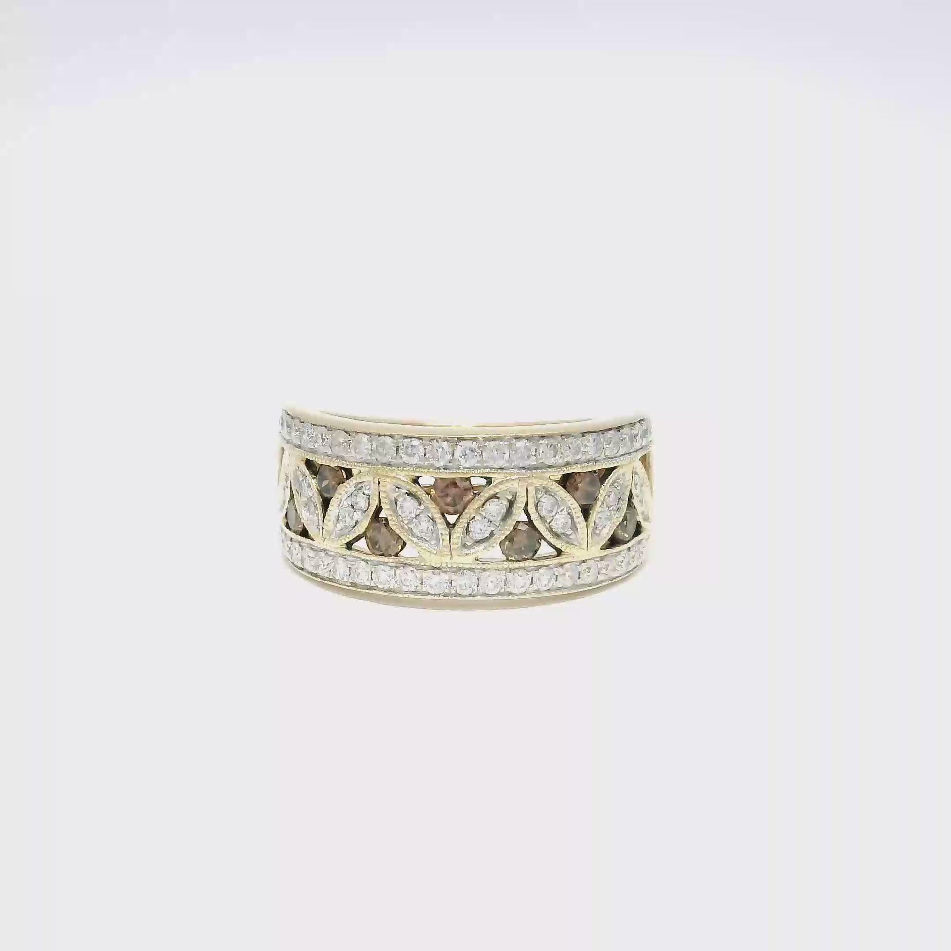 Natural Whiskey & White Round Diamond Fashion Ring in 14K Yellow Gold