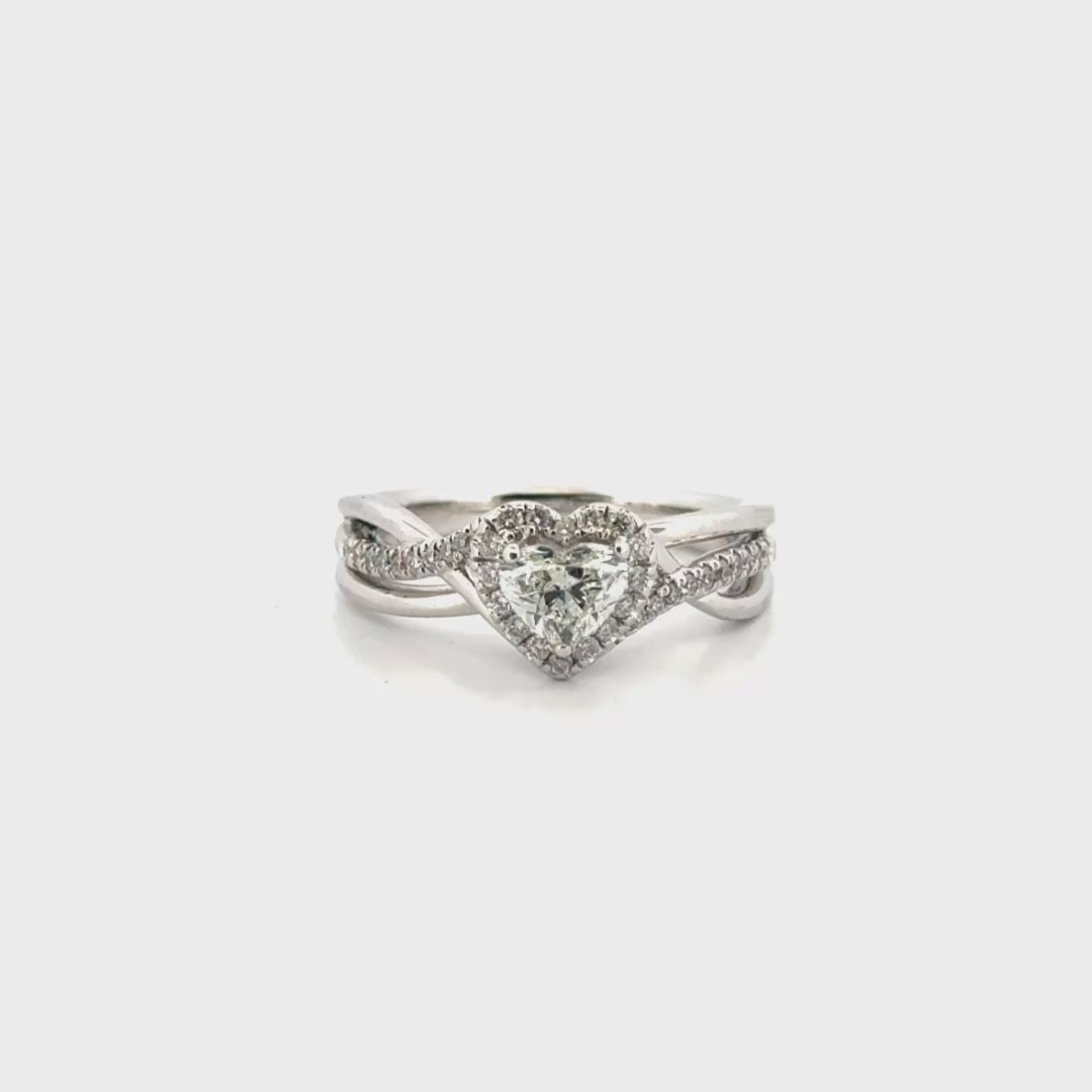 Natural Heart Shape Diamond Set in 14K White Gold Mounting