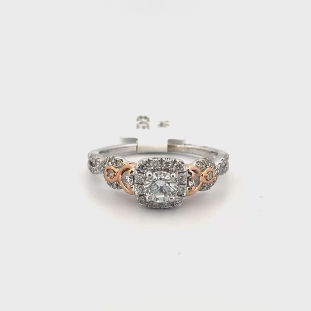 14K White & Rose Two Tone Natural Diamond Ring