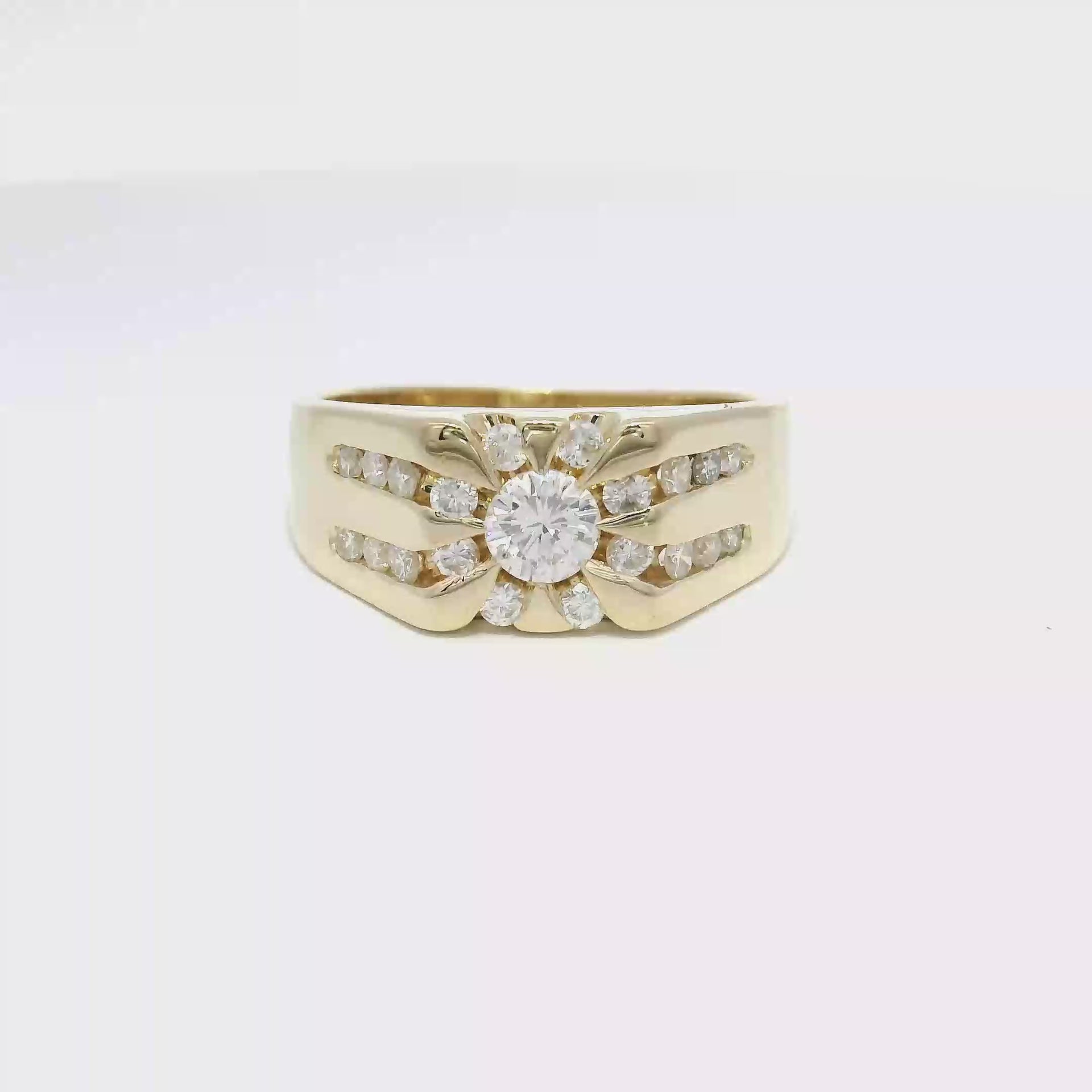 Natural Diamond Men's Ring in 14K Yellow Gold