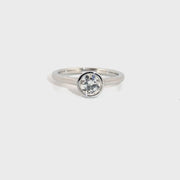 .75ct. Natural Round Old Euro Cut Diamond Ring Bezel Set in 14K White Gold Sz 7