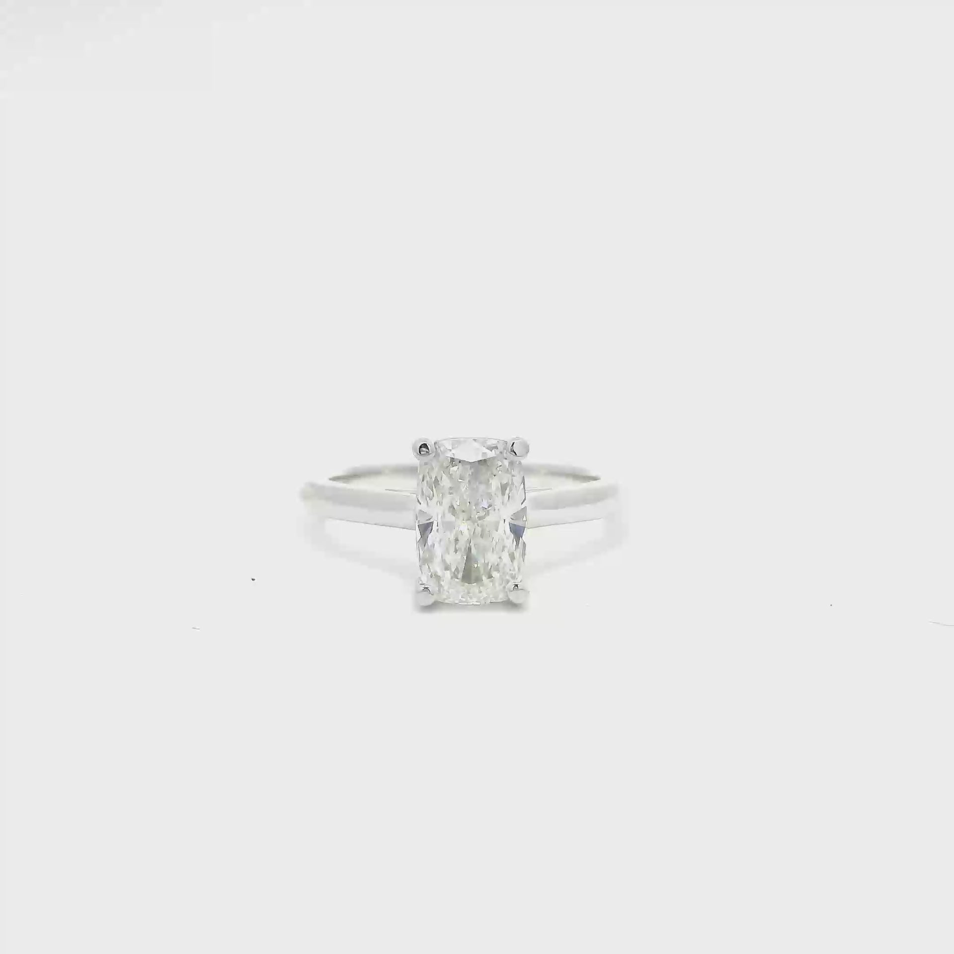 2.03ct. E VS1 Lab Grown Elongated Cushion Cut Diamond in 14K White Gold Cathedral Mounting