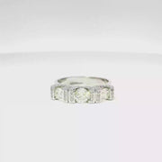 Natural Diamond Three Stone Anniversary Ring in 14K White Gold Sz 7