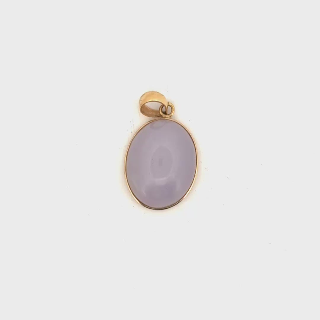 Lavender Jadeite (10.60ct.) Cabachon Pendant Set in 14K Yellow Gold