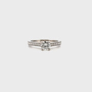 Round Natural Diamond Set in 14K White Gold Sz 5