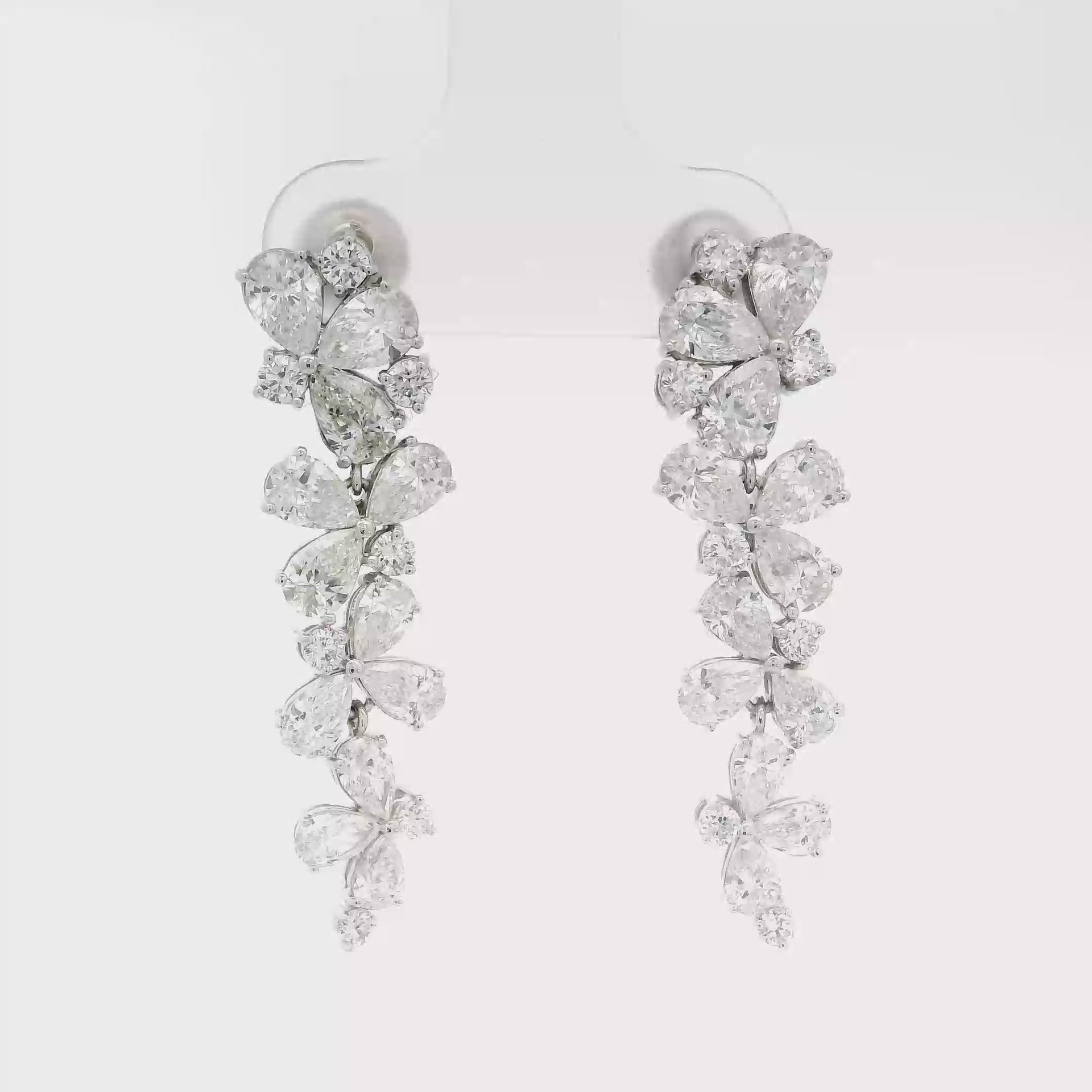 Lab Grown Diamond Waterfall Chandelier Earrings in 14K White Gold