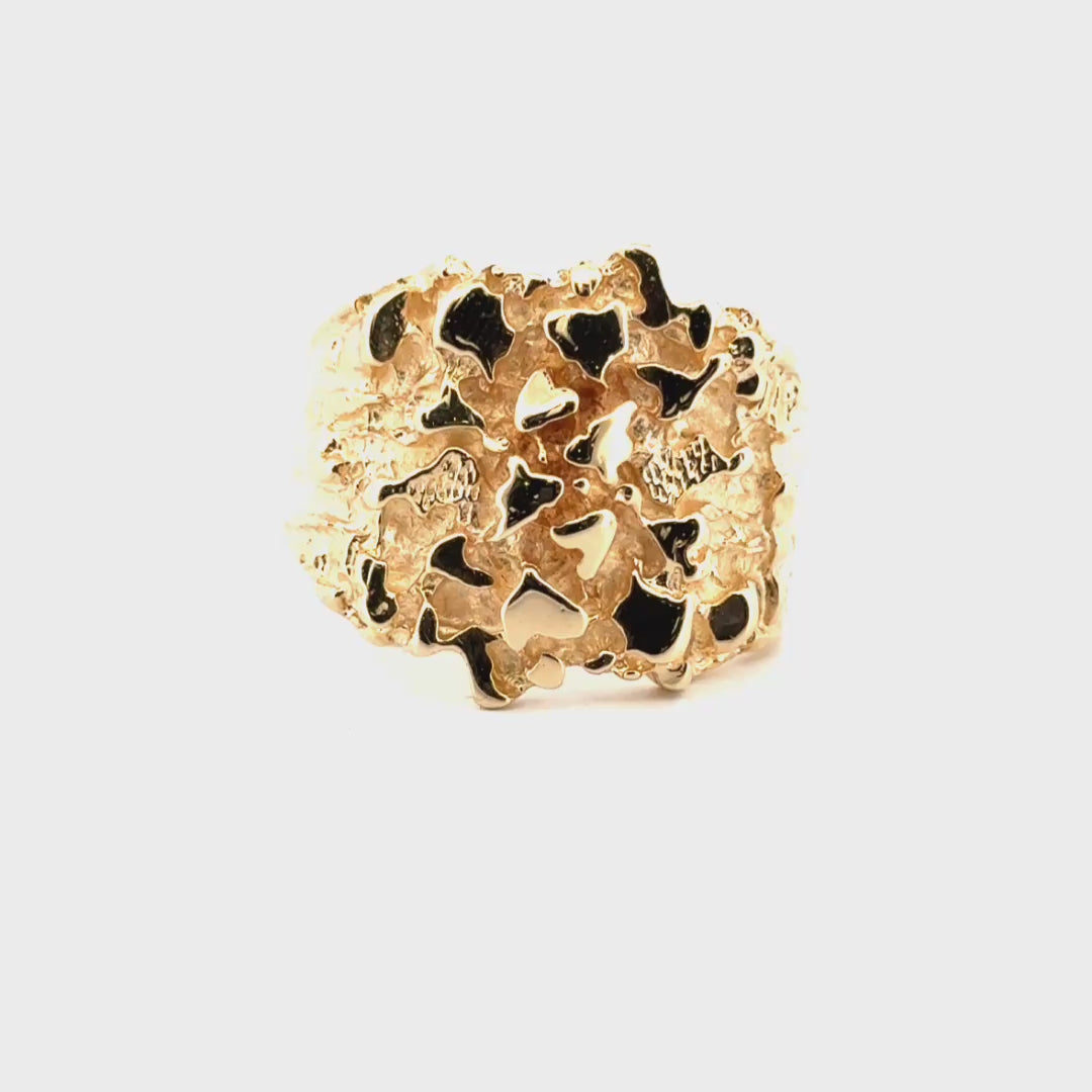 Chunky Men's Nugget Ring Set in 14K Yellow Gold