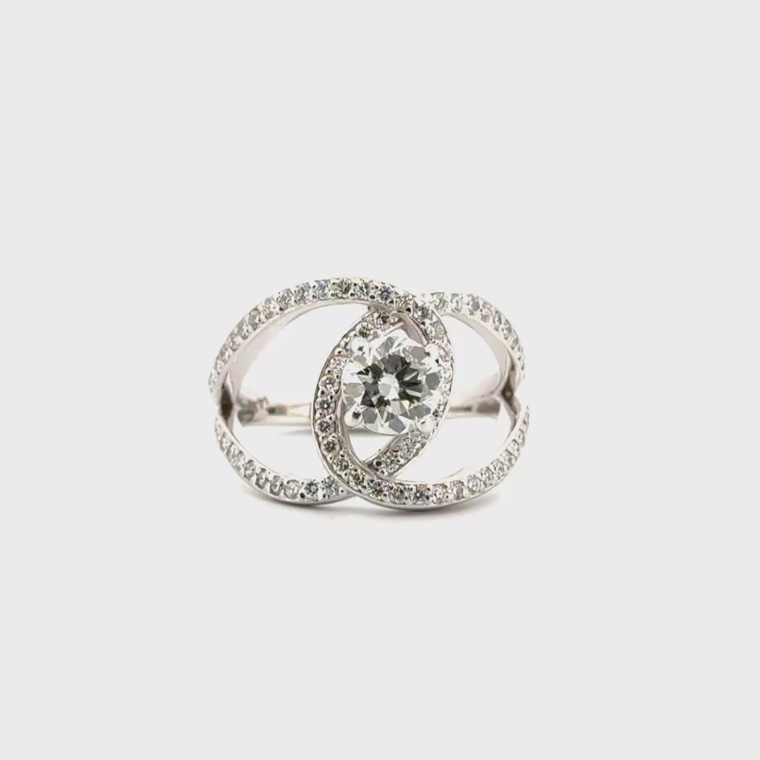 1.03ct. VS Natural Diamond Estate Ring Set in 14K White Gold